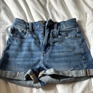 American Eagle Outfitters Blue Jean Shorts with Cuffed Hem - 00